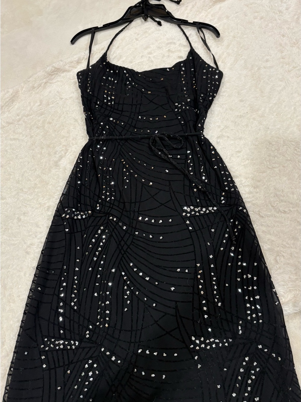 Ruby Rox Black Halter Sequin Party Dress Size M